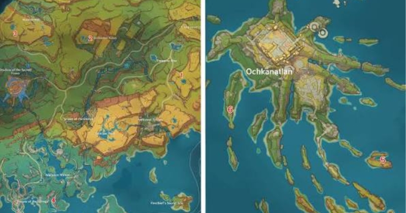 Bản đồ vị trí đền địa linh Natlan
